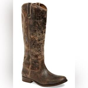 FRYE Melissa Button Riding Boots in Chocolate Glaze‎ Vintage Distressed Size 6